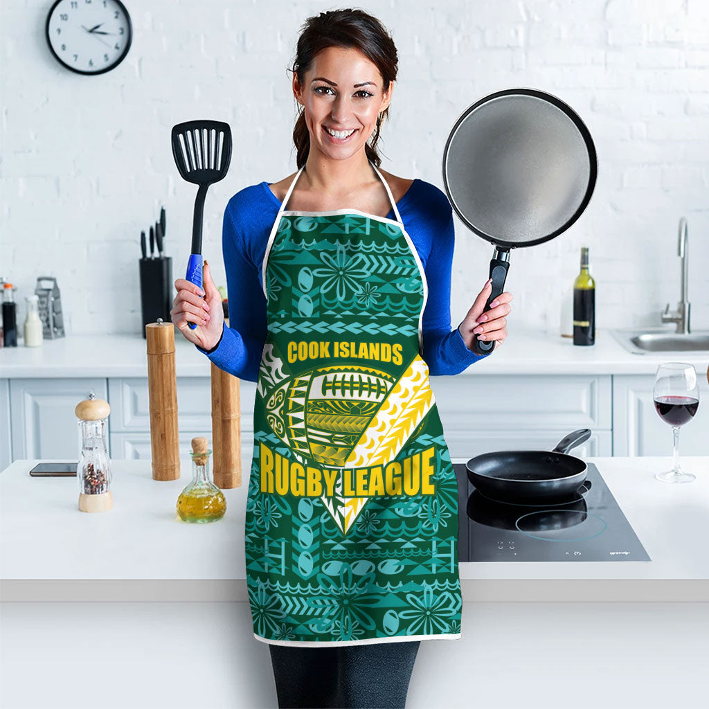 Cook Islands Island Floral Apron Teal Traditional Kuki's Geometric Pattern LT9 - Polynesian Pride