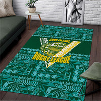 Cook Islands Island Floral Area Rug Teal Traditional Kuki's Geometric Pattern LT9 Teal - Polynesian Pride