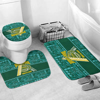Cook Islands Island Floral Bathroom Set Teal Traditional Kuki's Geometric Pattern