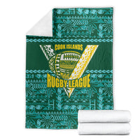 Cook Islands Island Floral Blanket Teal Traditional Kuki's Geometric Pattern