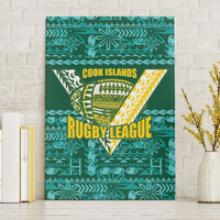 Cook Islands Island Floral Canvas Wall Art Teal Traditional Kuki's Geometric Pattern LT9 Without Frame Teal - Polynesian Pride