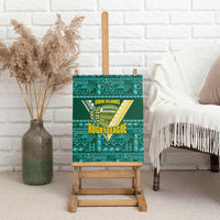 Cook Islands Island Floral Canvas Wall Art Teal Traditional Kuki's Geometric Pattern LT9 - Polynesian Pride