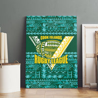 Cook Islands Island Floral Canvas Wall Art Teal Traditional Kuki's Geometric Pattern LT9 - Polynesian Pride