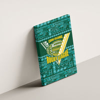 Cook Islands Island Floral Canvas Wall Art Teal Traditional Kuki's Geometric Pattern LT9 - Polynesian Pride