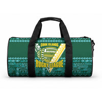 Cook Islands Island Floral Duffle Bag Teal Traditional Kuki's Geometric Pattern