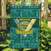 Cook Islands Island Floral Garden Flag Teal Traditional Kuki's Geometric Pattern
