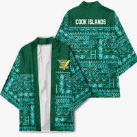 Cook Islands Island Floral Kimono Teal Traditional Kuki's Geometric Pattern