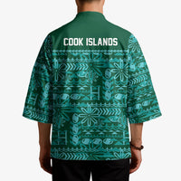 Cook Islands Island Floral Kimono Teal Traditional Kuki's Geometric Pattern