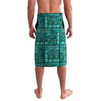 Cook Islands Island Floral Lavalava Teal Traditional Kuki's Geometric Pattern LT9 - Polynesian Pride