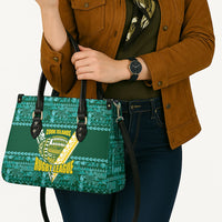Cook Islands Island Floral Leather Bag Teal Traditional Kuki's Geometric Pattern