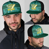 Cook Islands Island Floral Mesh Trucker Cap Teal Traditional Kuki's Geometric Pattern LT9 - Polynesian Pride