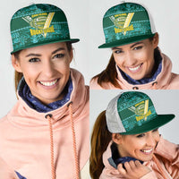 Cook Islands Island Floral Mesh Trucker Cap Teal Traditional Kuki's Geometric Pattern LT9 - Polynesian Pride