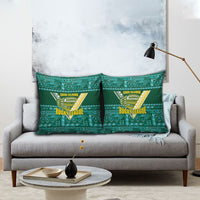 Cook Islands Island Floral Pillow Cover Teal Traditional Kuki's Geometric Pattern