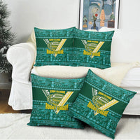 Cook Islands Island Floral Pillow Cover Teal Traditional Kuki's Geometric Pattern
