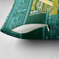 Cook Islands Island Floral Pillow Cover Teal Traditional Kuki's Geometric Pattern