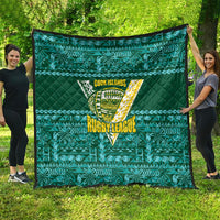 Cook Islands Island Floral Quilt Teal Traditional Kuki's Geometric Pattern