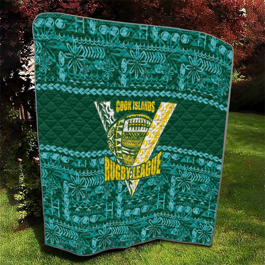 Cook Islands Island Floral Quilt Teal Traditional Kuki's Geometric Pattern