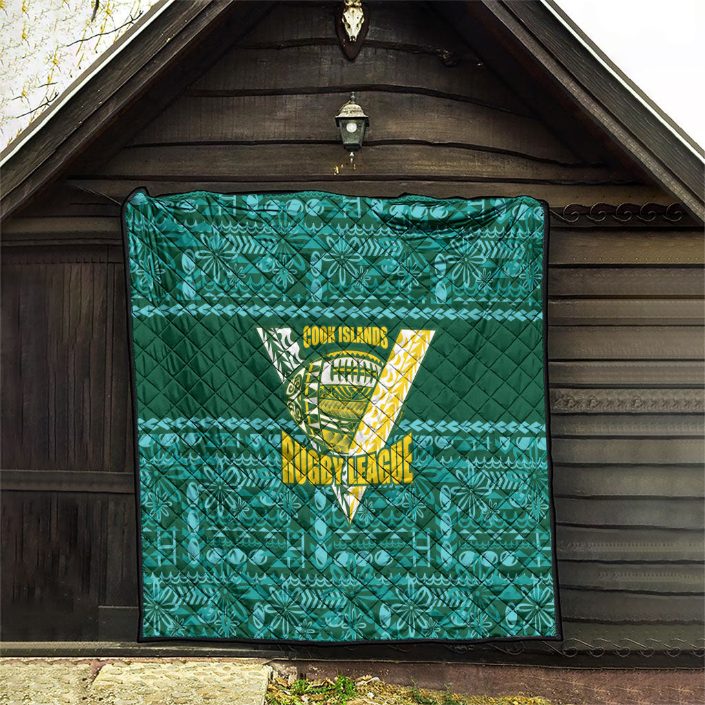 Cook Islands Island Floral Quilt Teal Traditional Kuki's Geometric Pattern