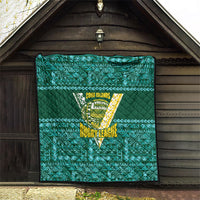 Cook Islands Island Floral Quilt Teal Traditional Kuki's Geometric Pattern