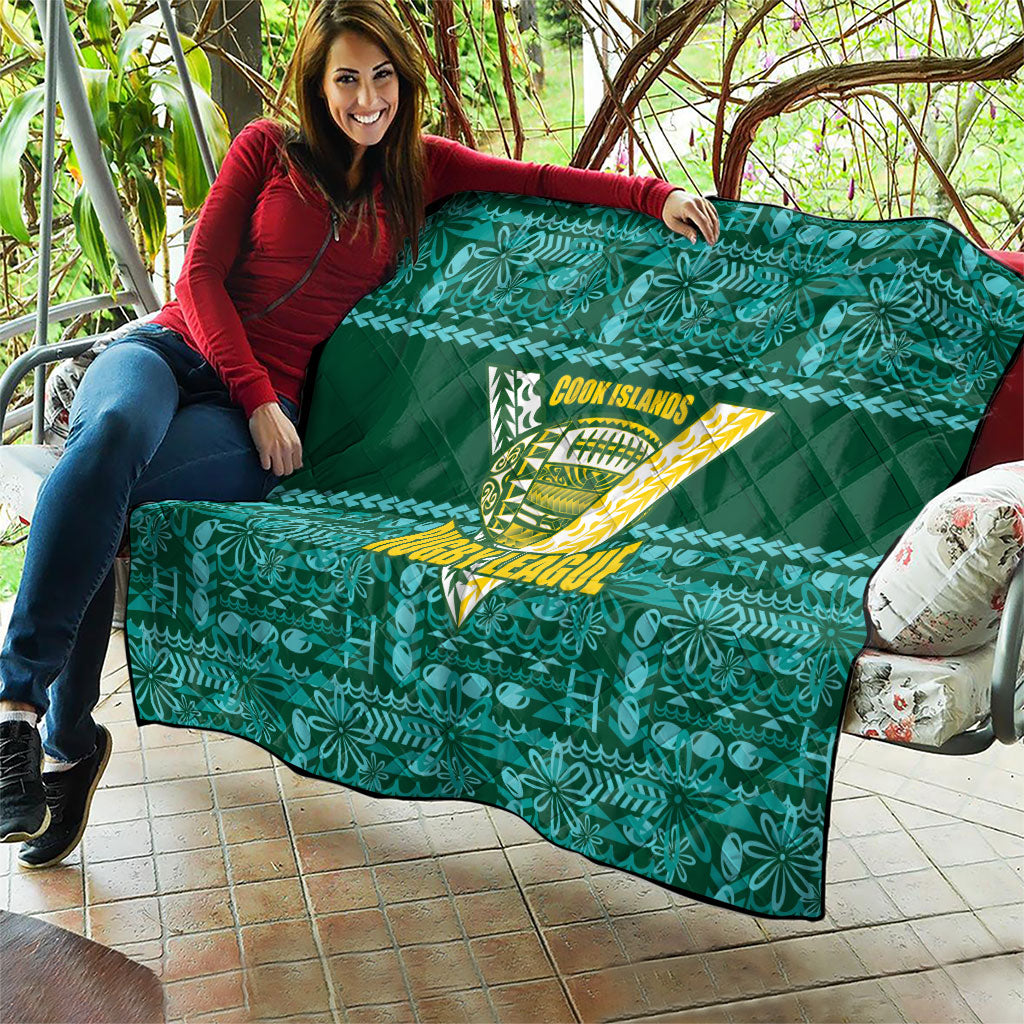 Cook Islands Island Floral Quilt Teal Traditional Kuki's Geometric Pattern