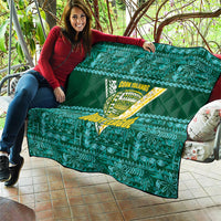 Cook Islands Island Floral Quilt Teal Traditional Kuki's Geometric Pattern