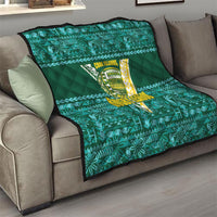 Cook Islands Island Floral Quilt Teal Traditional Kuki's Geometric Pattern