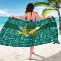 Cook Islands Island Floral Sarong Teal Traditional Kuki's Geometric Pattern
