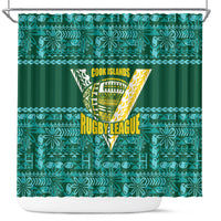 Cook Islands Island Floral Shower Curtain Teal Traditional Kuki's Geometric Pattern