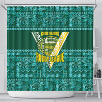 Cook Islands Island Floral Shower Curtain Teal Traditional Kuki's Geometric Pattern