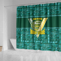 Cook Islands Island Floral Shower Curtain Teal Traditional Kuki's Geometric Pattern