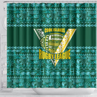 Cook Islands Island Floral Shower Curtain Teal Traditional Kuki's Geometric Pattern