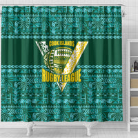 Cook Islands Island Floral Shower Curtain Teal Traditional Kuki's Geometric Pattern