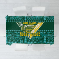 Cook Islands Island Floral Tablecloth Teal Traditional Kuki's Geometric Pattern LT9 Teal - Polynesian Pride