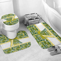 Cook Islands Island Floral Bathroom Set Green Traditional Kuki's Geometric Pattern LT9 Mat Set Only (3 pcs) One Size Green - Polynesian Pride