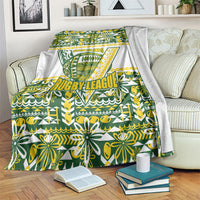 Cook Islands Island Floral Blanket Green Traditional Kuki's Geometric Pattern LT9 Green - Polynesian Pride