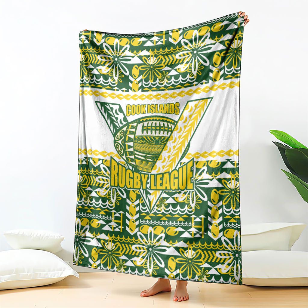 Cook Islands Island Floral Blanket Green Traditional Kuki's Geometric Pattern LT9 - Polynesian Pride