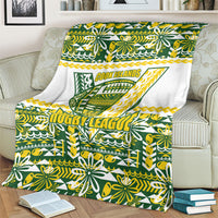 Cook Islands Island Floral Blanket Green Traditional Kuki's Geometric Pattern LT9 - Polynesian Pride