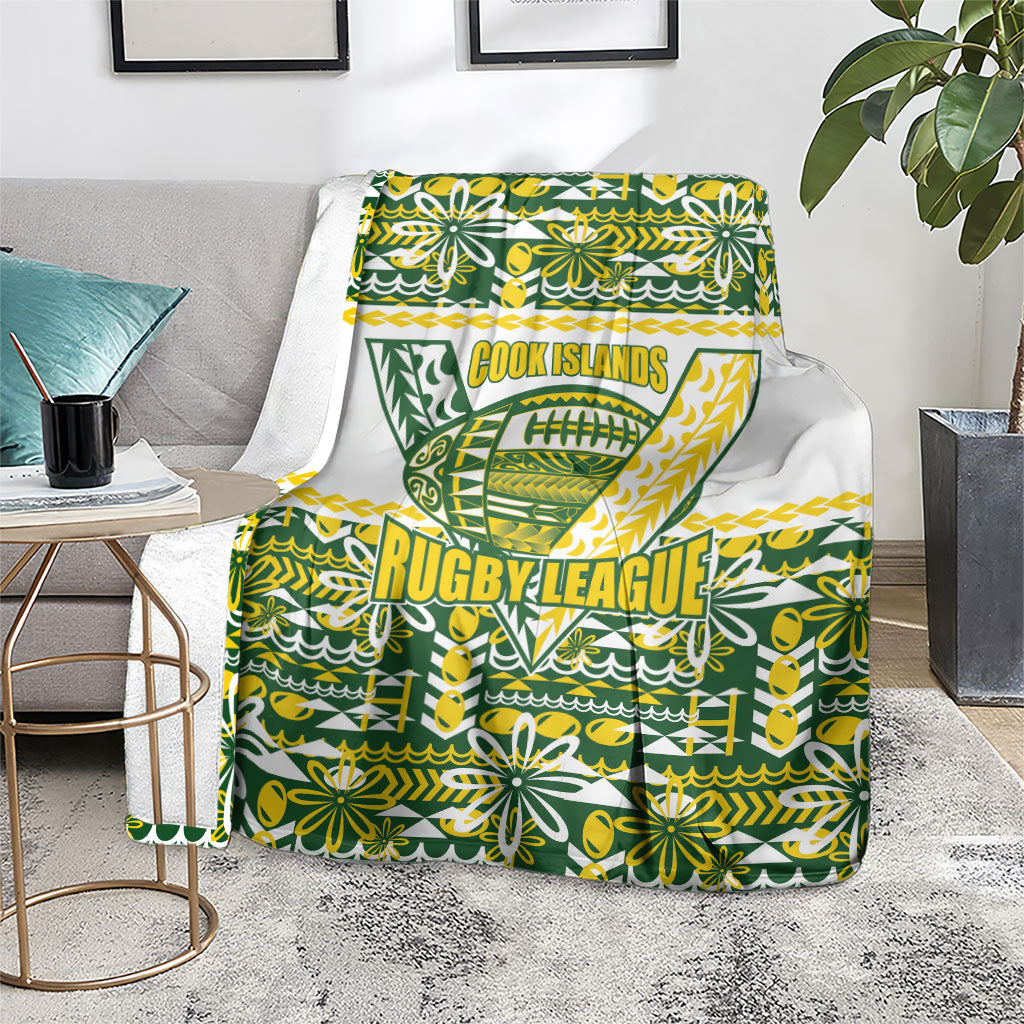 Cook Islands Island Floral Blanket Green Traditional Kuki's Geometric Pattern LT9 - Polynesian Pride