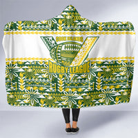 Cook Islands Island Floral Hooded Blanket Green Traditional Kuki's Geometric Pattern LT9 One Size Green - Polynesian Pride
