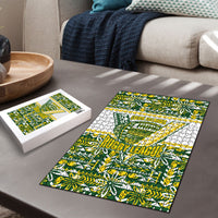 Cook Islands Island Floral Puzzle Green Traditional Kuki's Geometric Pattern LT9 - Polynesian Pride