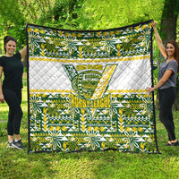Cook Islands Island Floral Quilt Green Traditional Kuki's Geometric Pattern LT9 - Polynesian Pride