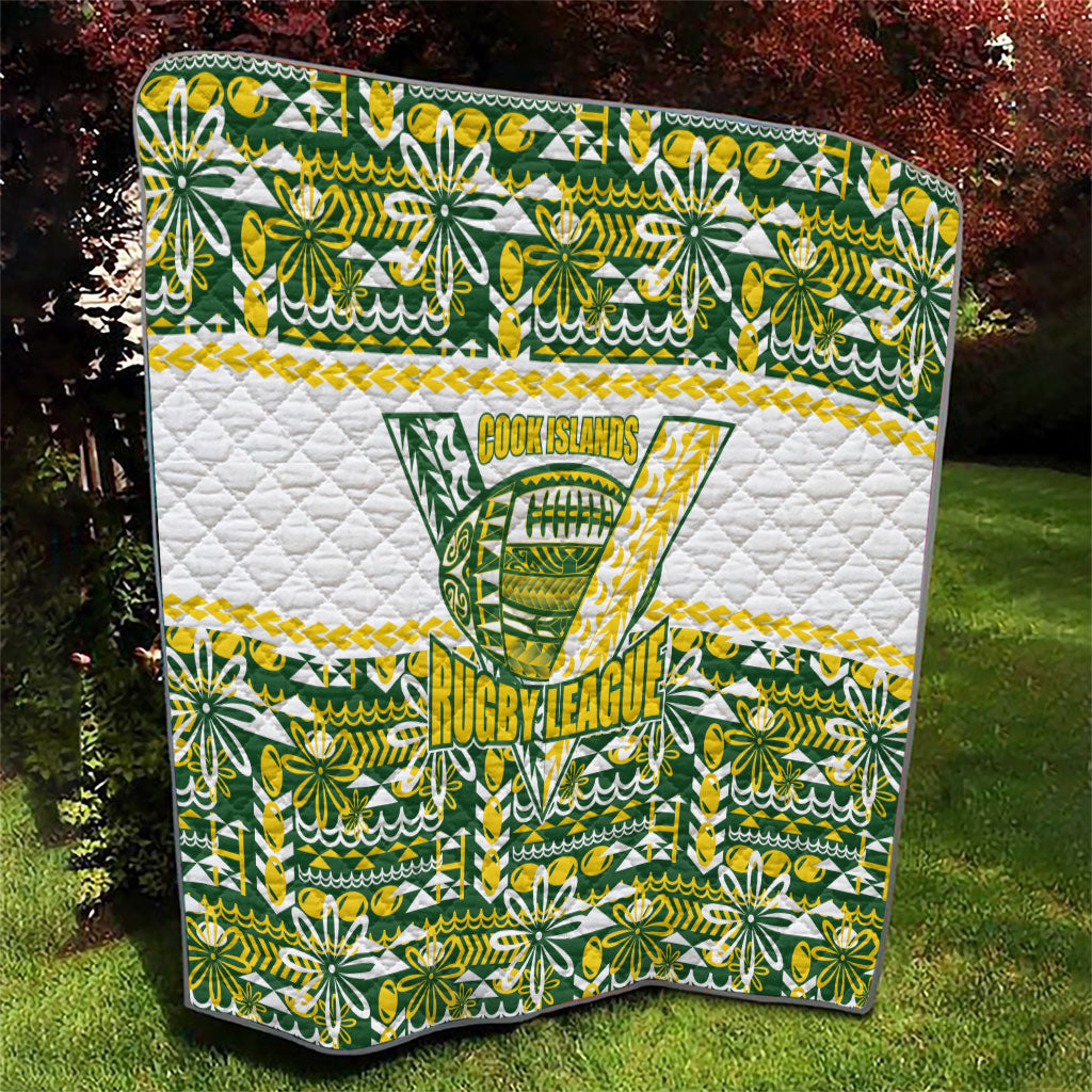 Cook Islands Island Floral Quilt Green Traditional Kuki's Geometric Pattern LT9 - Polynesian Pride