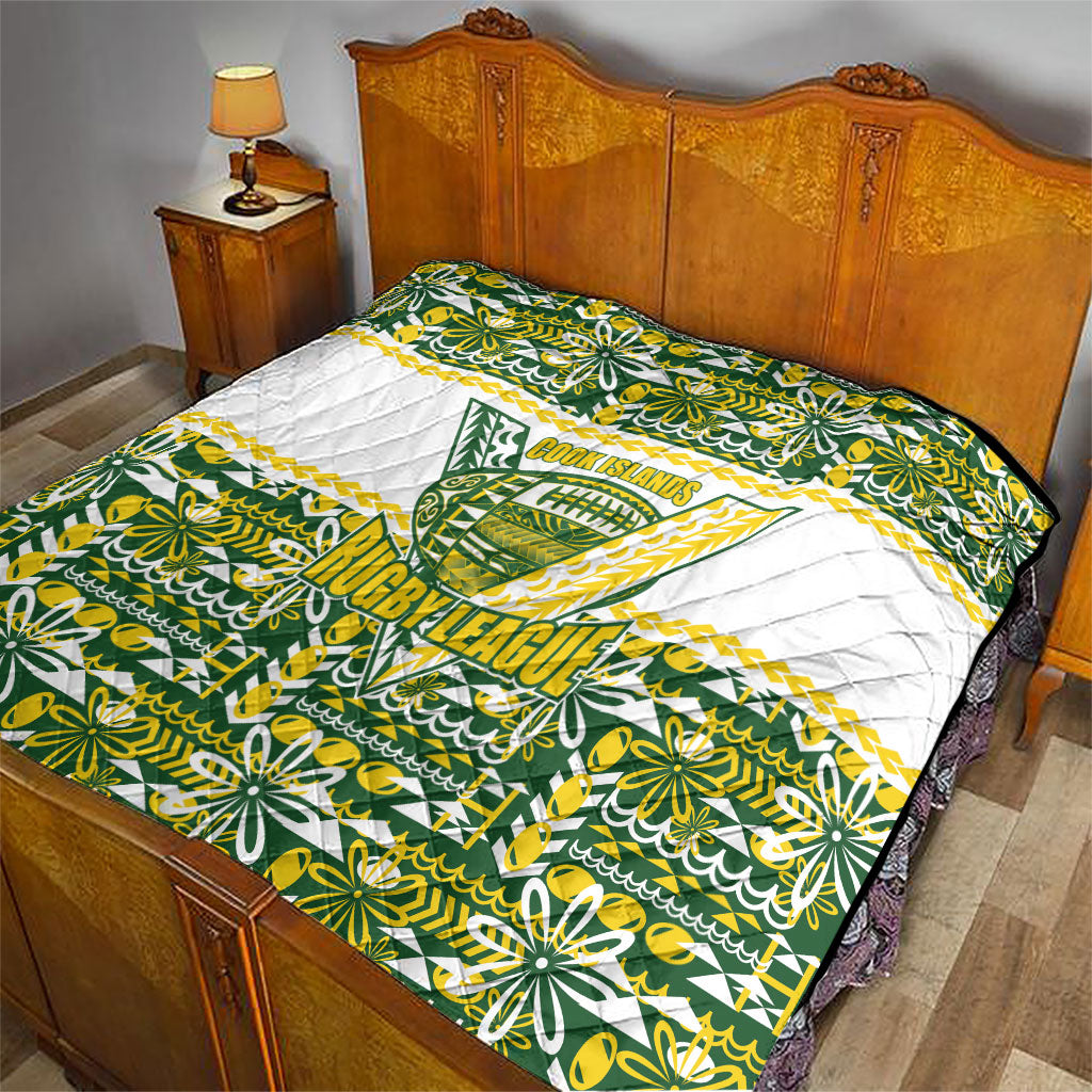 Cook Islands Island Floral Quilt Green Traditional Kuki's Geometric Pattern LT9 - Polynesian Pride