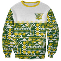 Cook Islands Island Floral Sweatshirt Green Traditional Kuki's Geometric Pattern