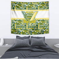 Cook Islands Island Floral Tapestry Green Traditional Kuki's Geometric Pattern LT9 - Polynesian Pride