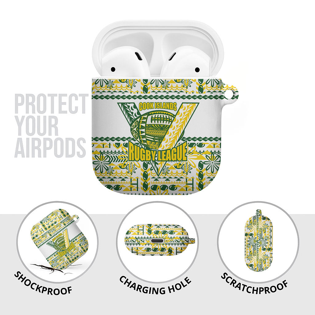 Cook Islands Island Floral AirPods Case White Traditional Kuki's Geometric Pattern LT9 - Polynesian Pride