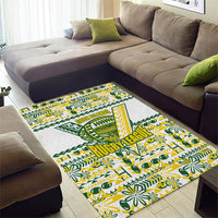 Cook Islands Island Floral Area Rug White Traditional Kuki's Geometric Pattern LT9 - Polynesian Pride