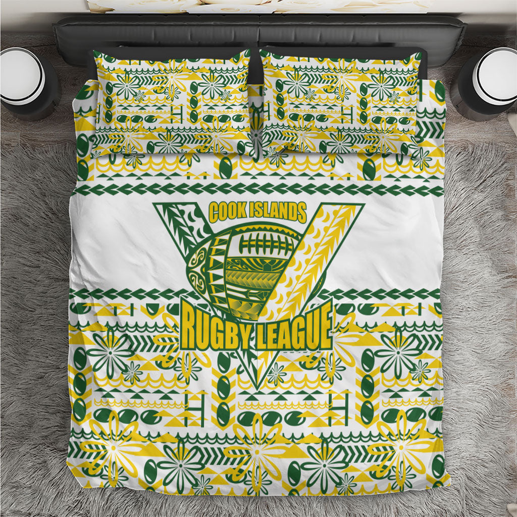 Cook Islands Island Floral Bedding Set White Traditional Kuki's Geometric Pattern LT9 White - Polynesian Pride