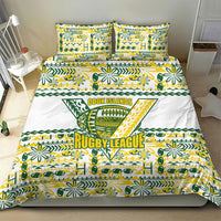 Cook Islands Island Floral Bedding Set White Traditional Kuki's Geometric Pattern LT9 - Polynesian Pride