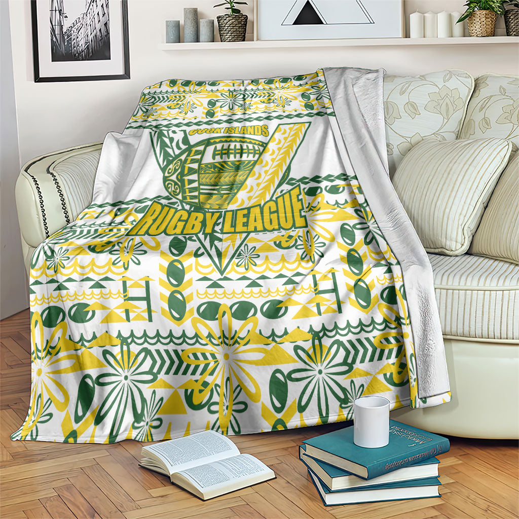 Cook Islands Island Floral Blanket White Traditional Kuki's Geometric Pattern LT9 White - Polynesian Pride